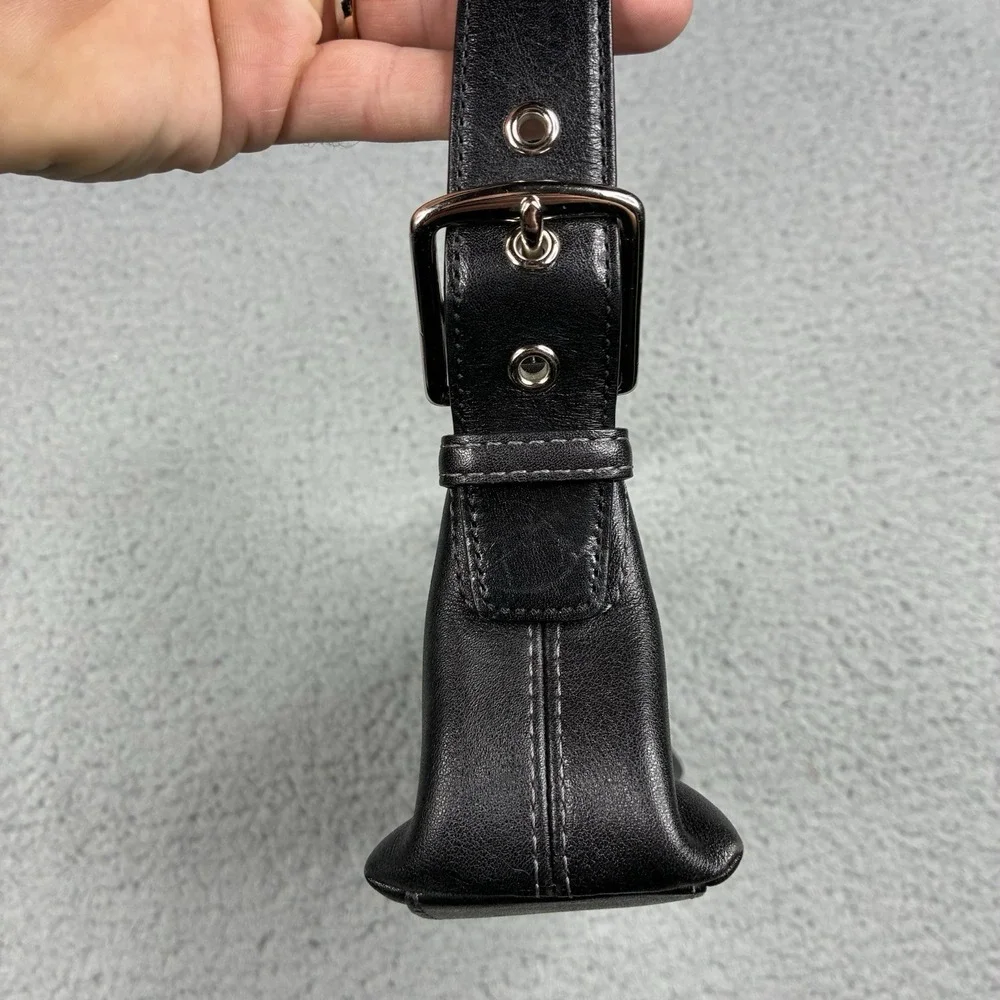 Vintage Coach Hamptons Demi 7461 Black Leather Baguette Shoulder Bag Y2K